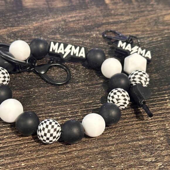 NWT Mama Silicone Beaded Double Strung Keychain Bracelet & Small clip/add on too - Picture 2 of 4